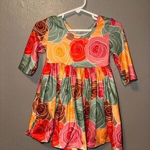 Colorful Rose Patterned Kids Dress